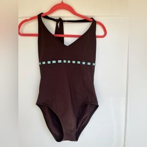 Brown and blue Anne Cole classic one piece suit
